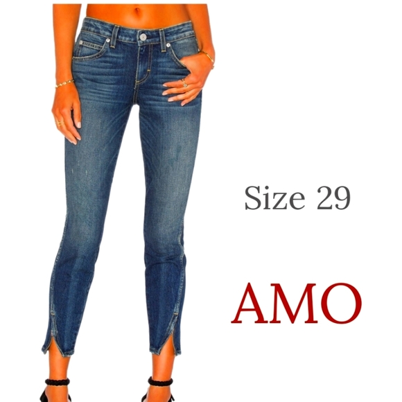 AMO Denim - Anthropologie Jeans Amo Twist Zip Sapphire Mid Rise Zipper Ankle Denim Skinny 29